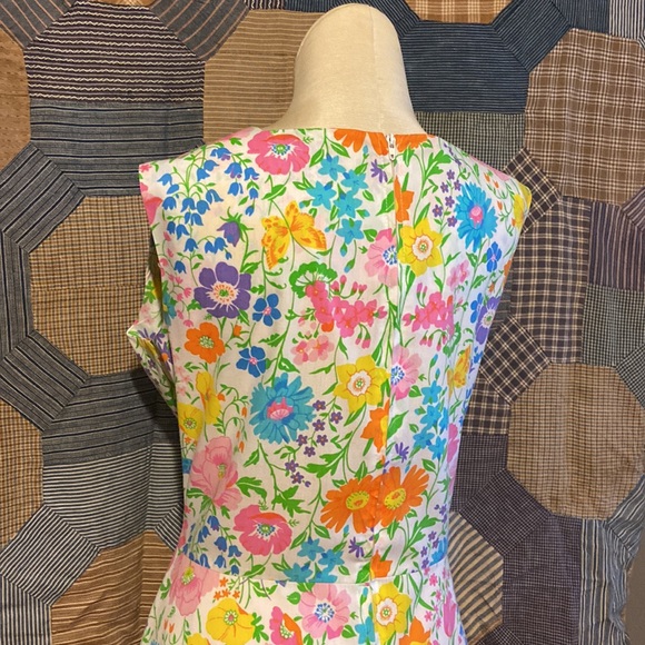 1970s Vintage Butterfly, Floral white sundress - Picture 5 of 6
